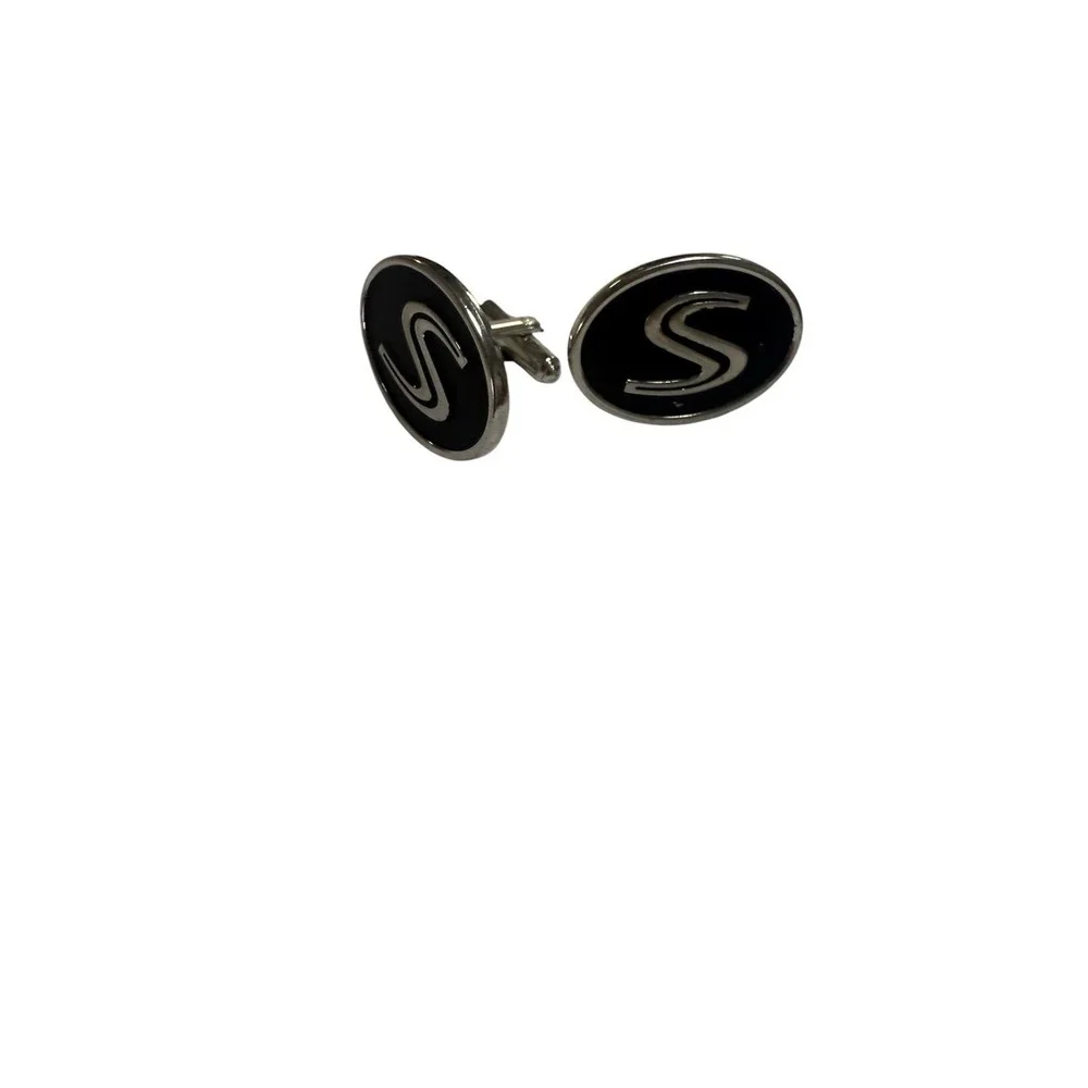 Cuff Links With S Monogram Black And Silver
